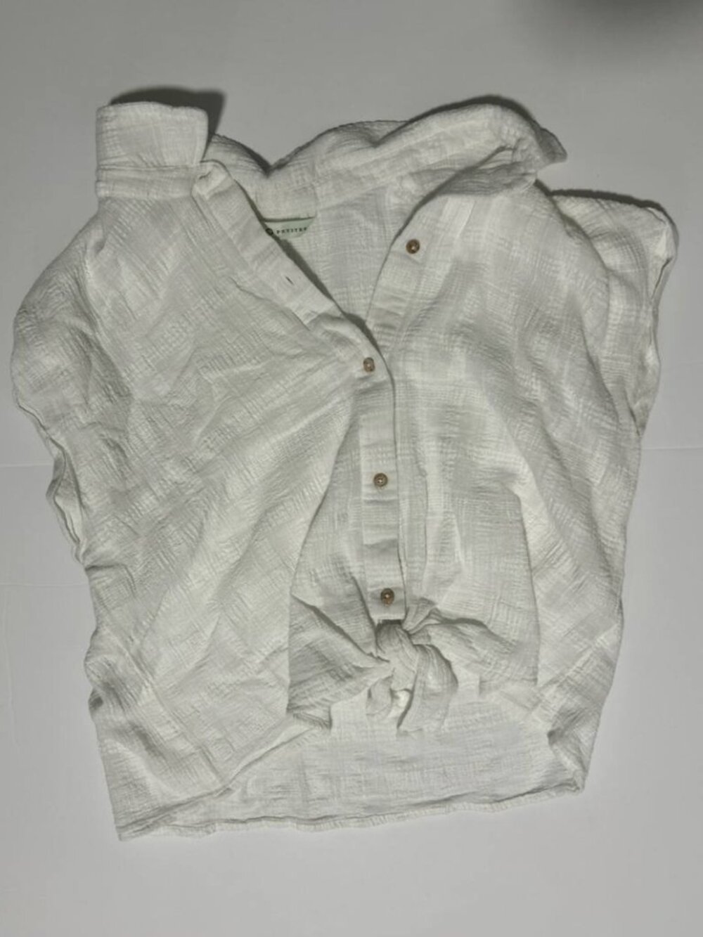 Cleo Petites White Cotton Tie-Front Shirt M  Poshmark description